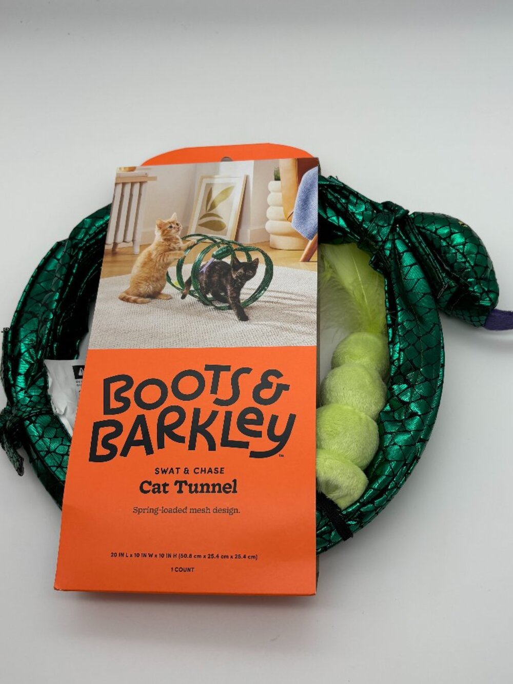 Boots & Barkley Swat & Chase Interactive Green Spring Mesh Cat Tunnel Toy NEW